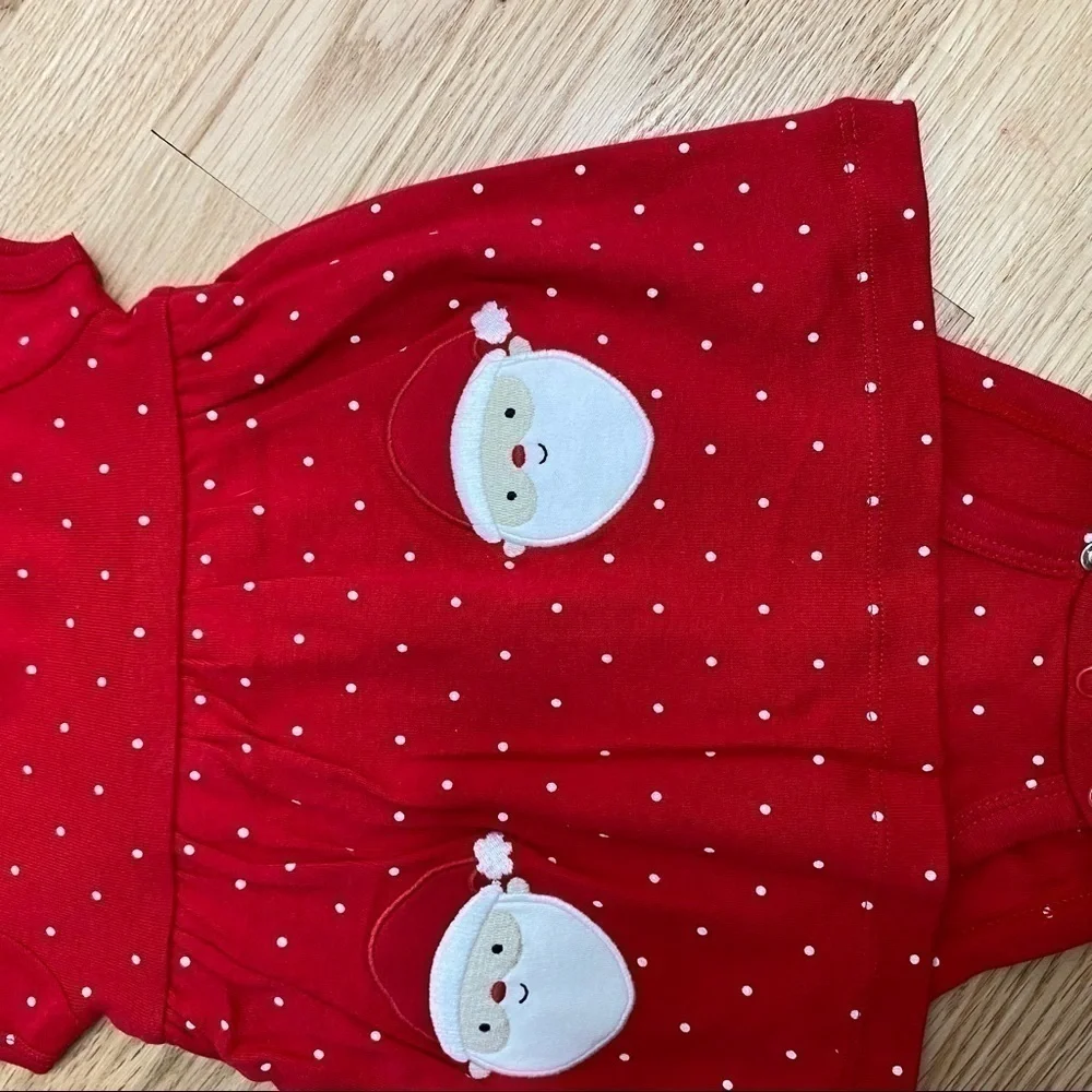 Santa Clause Polka Dot Onesie Dress 9 months Red